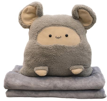 ISAKEN 2 en 1 Peluche con manta, cojín de peluche mimoso de animal cojín para abrazar para cumpleaños, San Valentín, Navidad