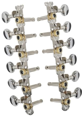 Stimmgeräte Ersatzteile für Gitarren 6-gliedrige Stimmschlüsselschraube Für 12-saitige Folk-Gitarre Runder Kopf Stahlsäule Wirbel Stimmknopf Gitarrenzubehör