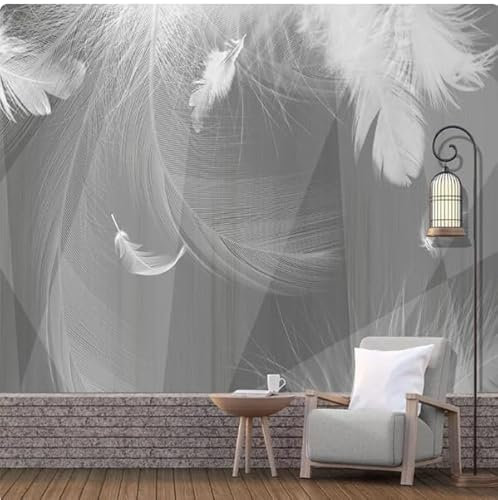 vsdhlsidgl Tapete Schwarz-Weiß-Grau 3D Geometrische Feder Wandbilder Wohnzimmer TV Sofa Schlafzimmer Wohnkultur Tapeten, 3D, 250x175cm