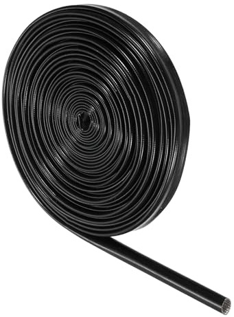 QUARKZMAN Guaina Intrecciata Isolante per Cavi, 20 Ft-1/5 Inch ID Nero, Guaina in fibre di Vetro Siliconata ad Alta Temperatura per Avvolgimento Cavi, Protezione Cablaggio Automobilistico