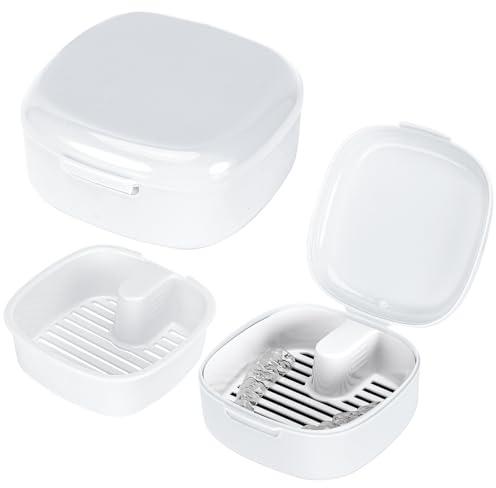 Zikenis Boîte de rangement pour prothèses dentaires avec tami (Blanc)