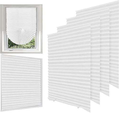Jonuin 4 Pack Temporary Blinds, 90x180CM No Drill Stick on Blinds, Easy to Cut and Fit Self Adhesive Blind for Windows, Doors, Kitchen, Bathroom, Bedroom Blackout Thermal Privacy Protection (White)