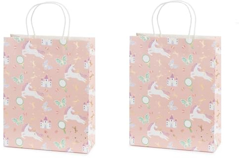 Geschenktüten Einhorn Schloss – 6 Kraftpapier Tüten | Geschenktaschen für Mädchengeburtstag Schloss Märchen, Einhornparty, Märchenparty, Mitgebsel & Gastgeschenke