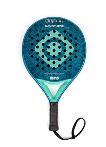 Izas Zaffiro Pala da Padel Ultra Leggera in Fibra di Carbonio a Forma di Lacrima. Pala da 38mm dal Design Ergonomico per un Equilibrio tra Potenza e Controllo. Racchetta Unisex da 365g