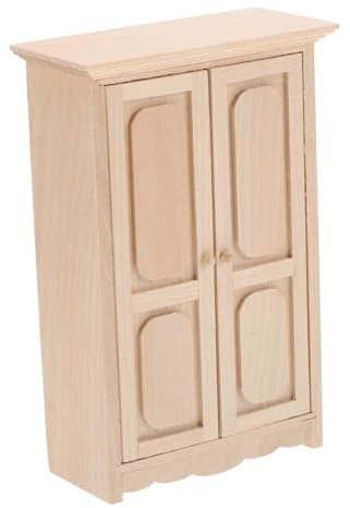 Abaodam Miniatur Puppenschrank aus Holz Vintage Stil Dekoratives Aufbewahrungsregal für Puppenhaus Zubehör Realistische Maße Praktischer Stauraum für Kleine Figuren und Accessoires