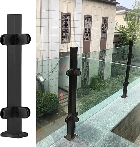 Poteau de balustrade carré en verre pour plateformes d'escalier – Pince de verre extérieure pour système de balustrade de piscine en métal, matériel de garde-corps durable inclus