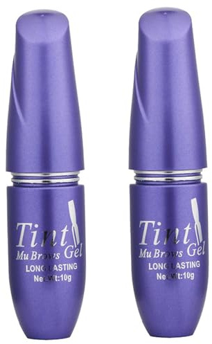 Kit de tinte para cejas, paquete de 2, gel para tatuaje de cejas resistente al agua, para color natural semipermanente, fácil aplicación y a prueba de manchas, marrón