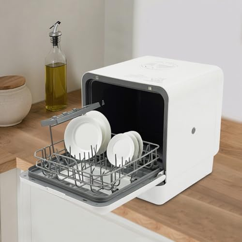 Lavavajillas de sobremesa de bajo consumo con 4 programas y secado con aire caliente – Lavavajillas compacto de 6 l para 1-2 personas, ideal para cocinas pequeñas, WG y caravanas, ahorro de energía