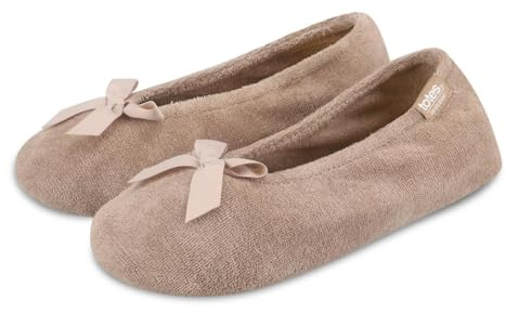 Isotoner Pantofole da donna in spugna, Marrone chiaro, Medium