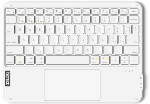 Inateck Tastiera Bluetooth con Touchpad Integrato, Tastiera Wireless Ultra Sottile per Tablet PC iPad, QWERTY Layout Italiano Ricaricabile, Compatibile con Windows iPadOS Android, Bianca