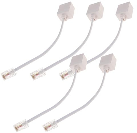 LRXIYODE 5 Pezzi Adattatore Convertitore Rj45 a Rj11 Connettore Ethernet Maschio a Telefono Femmina, Adattatore per Prolunga Cavo Telefonico Fisso, Compatibile per Casa e Ufficio,