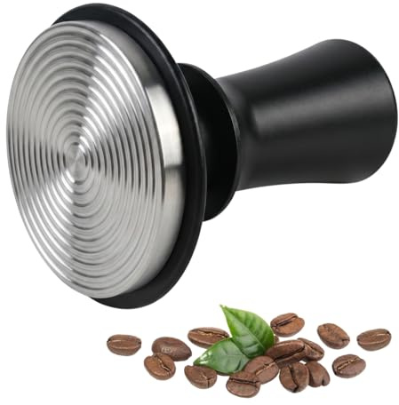 Zirax 58mm Espresso Tamper, Calibrated Constant Pressure Coffee Tamper with Spring Loaded, Stainless Steel Threaded Ripple Base Hand Tamper Tool for Barista Coffee Machine Accessories, Black