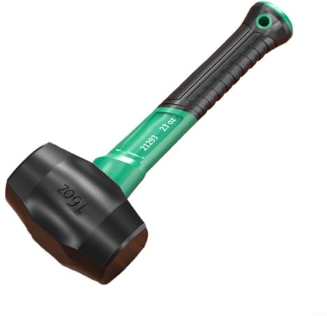 HomeVortex Martello in gomma solida, per posa di piastrelle e pavimenti, martello elastico, per lavori di lavorazione del legno e campeggio, con impugnatura antiscivolo (A)