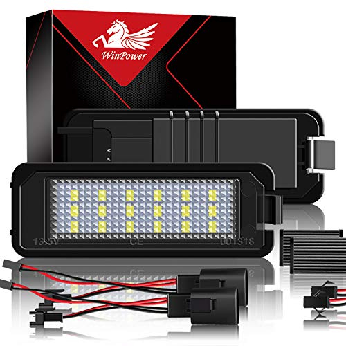 WinPower Kennzeichenbeleuchtung Montage Nummernschildbeleuchtung Bright Weiß Kompatibel mit Passat B6 B7 B8 CC Golf 4 5 6 7 Polo 9N 6N etc., 2 Stücke