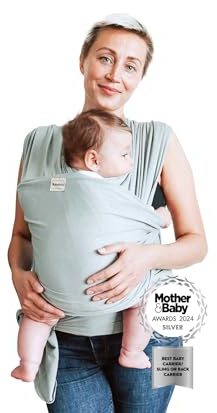 Baby Sling Wrap Newborn to Toddler Carrier 7-35lb - Soft Stretchy Baby Wrap Sling - Safety Tested - Hands-Free Baby Wrap Carrier - Newborn Sling (Sage)