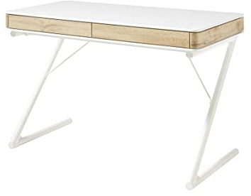 Robas Lund Bukarest Schreib-/Computer-/Arbeitstisch, matt weiß/Eichendekor, B/H/T ca. 120/75/60 cm