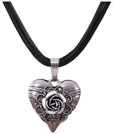 Moschen-Bayern Trachtenschmuck/Dirndlschmuck/Damen - Trachtenkette/Dirndlkette Trachtenherz/Herzkette - Schwarz