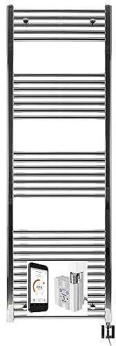 anapont elektrischer Badheizkörper - weiß/chrom- mit Appsteuerung - Handtuchheizkörper - Badheizung elektrisch - Handtuchheizung - Made in Germany(1775h x 750b, chrom/gerade)