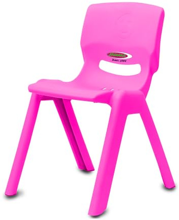 JAMARA 460584 Kinderstuhl Smiley - bis 100 KG belastbar, Kinderstuhl Indoor-/Outdoor geeignet, Schreibtischstuhl Kinder Stuhl, Kinder Gartenstuhl, Stapelbar, Kippsicher, Pink