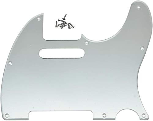 Dopro Schlagbrett für Tele Gitarre, 8 Löcher, passend für USA/Mexikanische Fender Telecaster, Silber Spiegel
