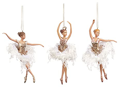 Goodwill: Pink and Bronze Resin lace & Fabric Ballerina 19 Centimetre Hanging Ornament Set of 3