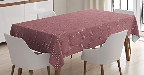ABAKUHAUS Chrysantheme Tischdecke, Das Wachstum auf Tupfen, Für den Inn und Outdoor Bereich geeignet Waschbar Druck Klar Kein Verblassen, 140 x 200 cm, Getrocknete Rosen und Pale Maroon