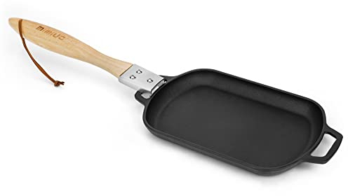 Padella per pizza in ghisa, antiaderente, piastra rotonda con manico rimovibile per il forno per pizza, piano cottura o qualsiasi superficie di cottura