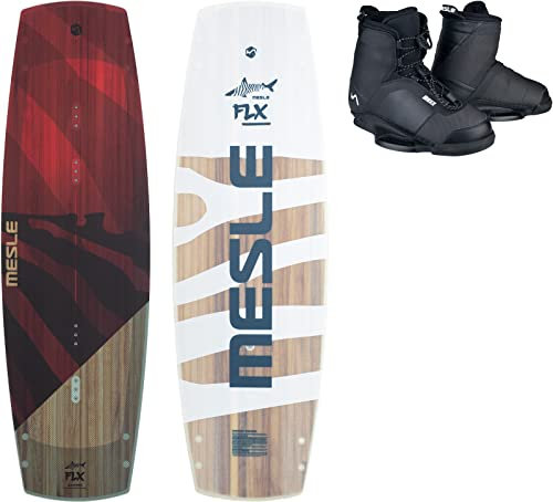 Mesle Wakeboard Set FLX mit Maxx Closed-Toe Bindung, Flex Wakeboard für Obstacles mit Slider Base, Seilbahn Board für Fortgeschrittene bis Profis
