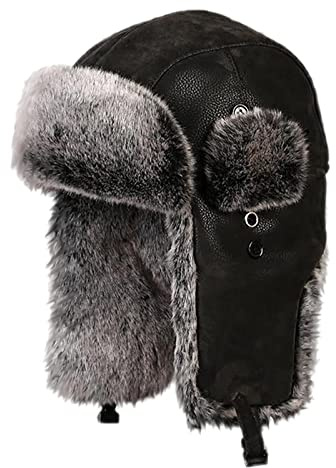 ZMNKH Männer Trapper Hut Winter Fliegermütze Russenmütze Ski Hut Warm Frauen Kunstfellmütze mit Ohrenklappe Winter Skifahren Hut Ushanka Bomber Hüte