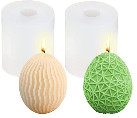 Easter Egg Mould, Easter Moulds Silicone Candle, Easter Decorations DIY Eggs, Candle Moulds for Candle Making, 3D Easter Egg Orament Mold, Epoxy Resin Soap Mould for Table Window 2 Pieces Set (A)