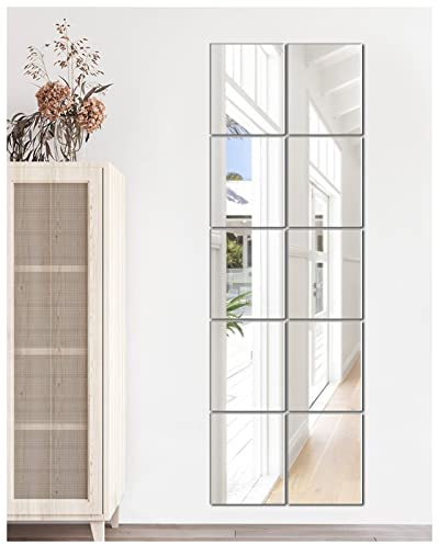 TOLOVIC Wandspiegel Spiegel Selbstklebend aus Glas Spiegel HD Spiegelfliesen Selbstklebend Türspiegel Ganzkörperspiegel Klebespiegel für die Wand Wohnzimmer Schlafzimmer Bad Flur