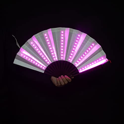 AMQTSLM LED leuchtender Faltventilator – bunter chinesischer Handheld, zusammenklappbar, Festival, beleuchteter Ventilator (lila)