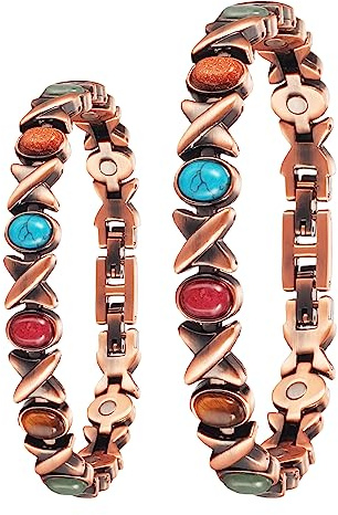 3500 Gauss Lady Arthritis Magnetfeldtherapie-Schmuckset, lindert wirksam Arthritis und Fersenschmerzen, hat leichte Schlankheits- und Lymphdrainageeffekte (Armband + Fußkettchen) (A)