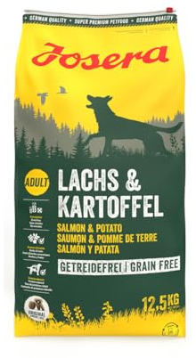 JOSERA Lachs & Kartoffel (1 x 12,5 kg) | Adult | Premium Trockenfutter für ausgewachsene Hunde | Kartoffel & Lachs als einzige tierische Proteinquelle | getreidefrei | Hundefutter| 1er Pack