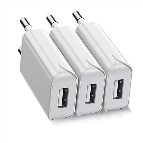 TONGKTAI 5V/1A USB Ladegerät Stecker 3 Pack, Slim USB Ladestecker Netzteil für iPhone, Samsung Handy,MP3, eBook Reader, Ventilateur, Smartwatch und Mehr