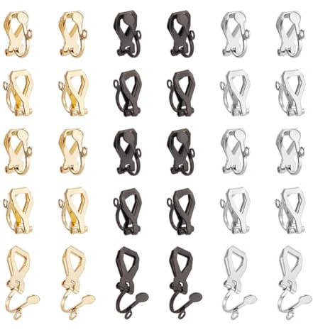 UNICRAFTALE 60 Stück Edelstahl Clip On Ohrringe in 3 Farben - DIY Nicht Durchbohrte Befunde - Goldene Konverter Zubehör Für Schmuck
