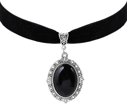 Moguri® Gothic Vintage viktorianische Choker Halskette, Choker Halskette, schwarzer Samt, Gothic Vintage Schmuck Geschenk für Mädchen, Mutter, Freunde