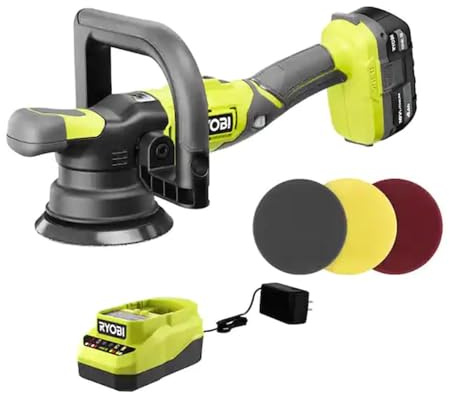 RYOBI ONE+ 18V Cordless 5 in. Variable Speed Dual Action Polisher Kit with 4.0 Ah Battery and 18V Charger