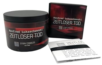 Story Candles Crime Kerzen mit Geschichten von namhaften Autoren Überraschungskerze Geschenk Neuheit (Manfred Lukaschewski - Zeit ist relativ)