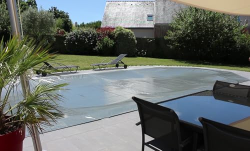 Bâche Cov'Top de Sécurité 4 Saisons | pour Piscine 4,5x9m | Enrouleur Manuel Inclus | Couverture Grise | Unité - POOLCO