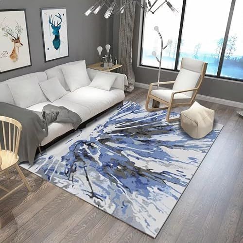 RUGMRZ Blau Teppich Für Flur Im Lackstil Das Schlafzimmer Abriebfester Orientteppich 40X60Cm Esszimmer