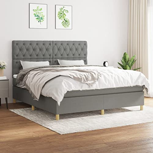 CKioict Palettenbett Modernes Bettgestell Jugendbett Boxspringbett mit Matratze Dunkelgrau 160x200 cm StoffGeeignet für Arbeitszimmer, Wohnzimmer, Hotel