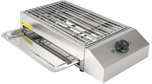 Barbecue elettrico con temperatura regolabile per 5 – 10 persone, griglia elettrica da tavolo 220 V, può grigliare costole, pesce, verdure, gamberetti e pancetta, 54 x 28 x 13,5 cm