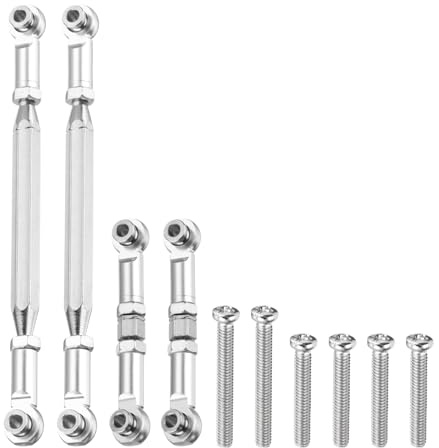sourcing map 2 Sets Adjustable Turnbuckles Camber Link Linkages Aluminum Alloy Upgrade Parts RC Car Steering Pull Rod Servo Linkages Tie Rod for MN 1:12 D90 RC Car Crawler,Silver