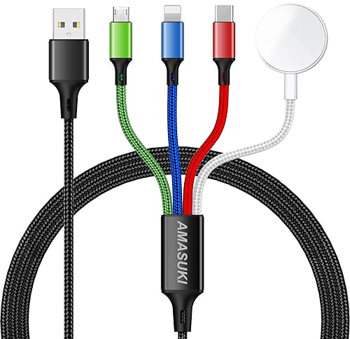 Multi-Ladekabel für Apple Watch Ladegerät Magnetische Drahtlose Watch Ladegerät USB C/L/Micro für iWatch Serie 1-11/iPhone 17 16 15 14/Galaxy Android-1.25M