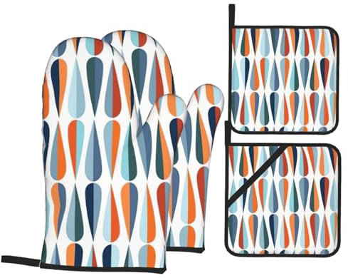 BBEXJIGY Set di 4 presine e presine moderne e retrò con motivo a goccia e superficie in silicone antiscivolo per la cucina
