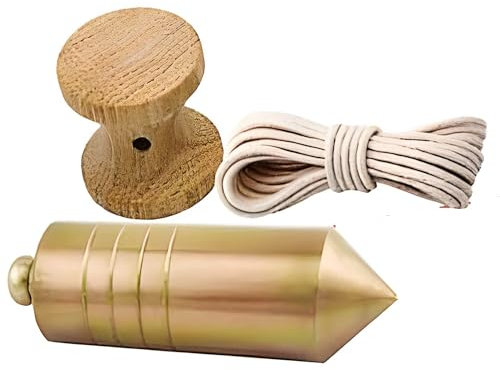 Bricoloco Plomada de albañil de acero cincado con nuez de madera y cuerda de nylon para trabajos de construcción, metalurgia, carpintería. (3000, Gramos)