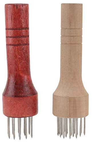 OKUMEYR 2pcs Stainless Meat Tenderizer Tool Steak Grilling Tool Wood Handle Meat Loosener for Beef Pork Chicken Barbecue Supplies