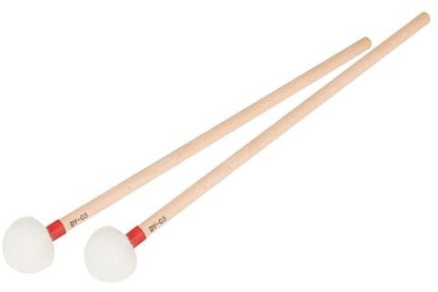 Filztrommelhammer mit Holzgriff für Percussion Anfänger Rot | Ersatzschlägel, Solides Holz und Filz, Zubehör für Instrumente, 2 Stück in Rot