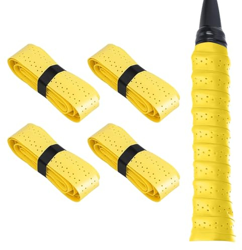MEGAVOW 4 Stycken Tennis Racket Grepptejp, Overgrip Badminton Racket Greppband Halkskydd Tennisracket Greppband, Squash Racketband Grepptejp för Tennis Badminton Squash
